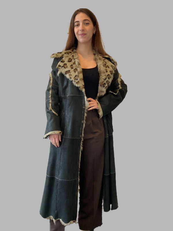 Amanda Genuine Sheepskin Black Coat