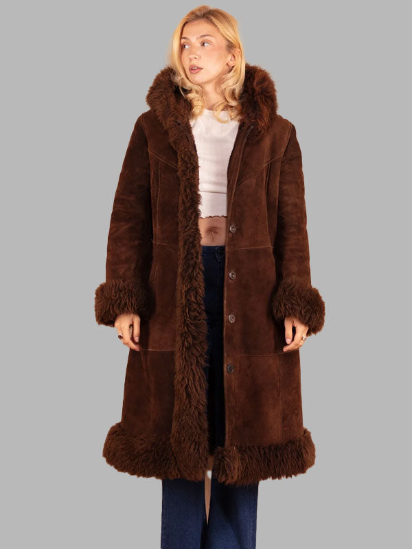 Vanessa Women Vintage 70's Brown Sheepskin Coat